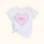 Personalized 100% Cotton Gradient Heart T-shirt with 1-32 Names Mother's Day Birthday Gift for Mom Grandma