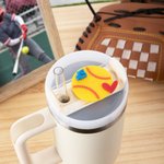 Personlig akryl baseball softball 3D-topper med nummer for Stanley Tumbler tilbehør Bursdagsgave til familievenn