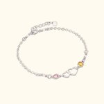 Bracciale doppio cuore Connect personalizzato con due pietre di nascita Mamma e figlia Gioielli Compleanno Festa della Mamma Regalo per Lei