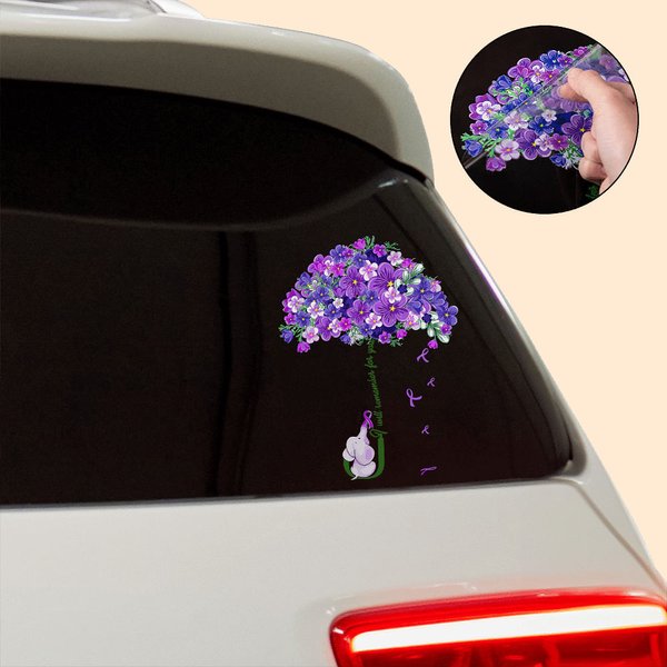 Personalizzato I'll Remember for You Forget Me Not Fiore viola Elefante Ombrello Auto Decalcomania Regalo di incoraggiamento per la famiglia di Alzheimer