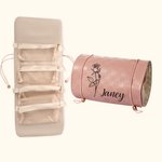 Fiore di nascita personalizzato Quattro in uno organizzatore di trucco appeso con nome Accessori da viaggio portatili Regalo per la festa della mamma per le donne