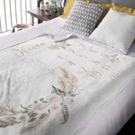 Couverture Douce Personnalisée avec Fleurs et Nom Thème Suivi de Coissance Mensuelle Cadeau pour Nouveau-Né