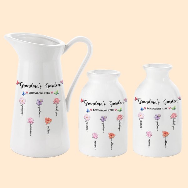 Acquerello personalizzato nascita fiore giardino vaso di ceramica decorazione casa festa della mamma regalo di compleanno per la nonna mamma