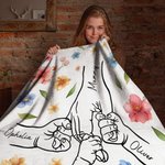 Henkilökohtainen Holding Mommy's Hand akvarelli kukka pehmeä kodikas peitto nimillä äitienpäivä syntymäpäivälahja äidille isoäidille