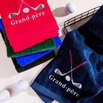 Serviette Golf Personnalisée avec Nom Brodé Coloré Cadeau Noël Retraite pour Homme Femme Golfeur