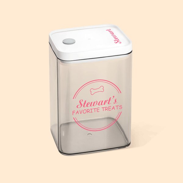 Personalisierte klare Pet Treat Jar mit Namen und Text Geburtstagsgeschenk für Pet Mom Dad Pet Lover