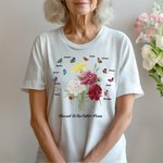Personalized 1-12 Butterflies Carnations Bouquet T-shirt with Names Mother's Day Birthday Gift for Mom Grandma