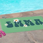 Toalla de playa personalizada súper absorbente de secado rápido en varios colores con margarita y nombre regalo de vacaciones fiesta para ella