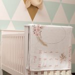 Couverture Douce Personnalisée avec Fleurs et Nom Thème Suivi de Coissance Mensuelle Cadeau pour Nouveau-Né