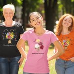 Personalized 1-12 Butterflies Carnations Bouquet T-shirt with Names Mother's Day Birthday Gift for Mom Grandma
