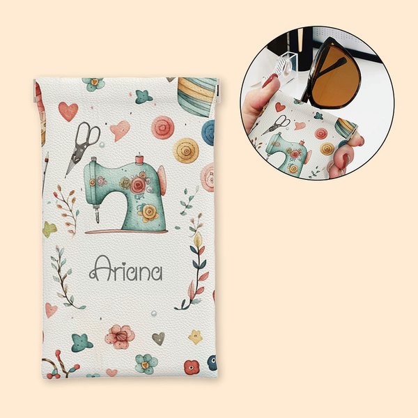 Pochette à Lunettes pour Voyage Poche de Rangement  Personnalisée Thème Couture Cadeau Anniversaire Fête des Mères pour Mère Femme