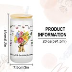 Personalised Butterfly Carnation Bouquet 20oz Frosted Can Glass Cup with Name Mother's Day Birthday Gift for Mom Grandma