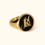 Anello personalizzato in metallo con iniziali impilate e testo inciso regalo di fidanzamento festa del papà per amico e famiglia