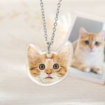 Collier Boucles d'Oreillers Porte-clés Personnalisé avec Photo Animal Breloque Acrylique Cadeau Anniversaire pour Propriétaire d'Animal de Compagnie