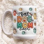 Personalized 3D Paw Pet  Photo 11oz & 15oz Ceramic Mug with Name Birthday Gift for Dog Mom Pet Lover