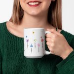 Spersonalizowany kolorowy kubek ceramiczny na kawę z imieniem i nazwiskiem 11oz 15oz Kwiat narodzin Prezent urodzinowy dla mamy babci