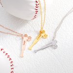 Personalized Hollow Baseball Bat Necklace with Name and Number Game Day Birthday Gift for Baseball Mom Women Athlete