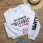 Gepersonaliseerd Multicolor Faux Glitter Volleybal T-shirt Sweatshirt Hoodie met Tekst Verjaardag Team Gift voor Sportliefhebber