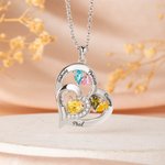 Collier Cœur Familial Personnalisé avec 1 à 10 Pierres de Naissance et Noms Cadeau Fête des Mères ou Anniversaire pour Femme