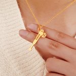Personalized Hollow Baseball Bat Necklace with Name and Number Game Day Birthday Gift for Baseball Mom Women Athlete