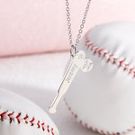 Personalized Hollow Baseball Bat Necklace with Name and Number Game Day Birthday Gift for Baseball Mom Women Athlete