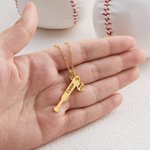 Personalized Hollow Baseball Bat Necklace with Name and Number Game Day Birthday Gift for Baseball Mom Women Athlete