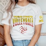 Gepersonaliseerd Multicolor Faux Glitter Volleybal T-shirt Sweatshirt Hoodie met Tekst Verjaardag Team Gift voor Sportliefhebber