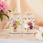 Personalised Butterfly Carnation Bouquet 20oz Frosted Can Glass Cup with Name Mother's Day Birthday Gift for Mom Grandma