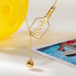 Spersonalizowany regulowany naszyjnik z imieniem i nazwiskiem Pickleball Lariat Paddle and Ball Prezent urodzinowy dla miłośnika Pickleballu