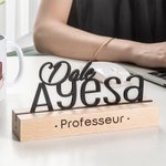 Plaque de Bureau en Bois Personnalisée avec Texte Décoration de Bureau Cadeau Rentrée Scolaire pour Enseignant Directeur