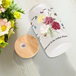 Personalised Butterfly Carnation Bouquet 20oz Frosted Can Glass Cup with Name Mother's Day Birthday Gift for Mom Grandma