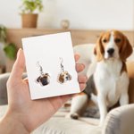 Collier Boucles d'Oreillers Porte-clés Personnalisé avec Photo Animal Breloque Acrylique Cadeau Anniversaire pour Propriétaire d'Animal de Compagnie