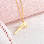 Personalized Hollow Baseball Bat Necklace with Name and Number Game Day Birthday Gift for Baseball Mom Women Athlete