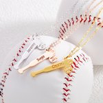 Personalized Hollow Baseball Bat Necklace with Name and Number Game Day Birthday Gift for Baseball Mom Women Athlete