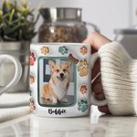 Personalized 3D Paw Pet  Photo 11oz & 15oz Ceramic Mug with Name Birthday Gift for Dog Mom Pet Lover