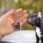 Collier Boucles d'Oreillers Porte-clés Personnalisé avec Photo Animal Breloque Acrylique Cadeau Anniversaire pour Propriétaire d'Animal de Compagnie
