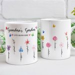 Spersonalizowany kolorowy kubek ceramiczny na kawę z imieniem i nazwiskiem 11oz 15oz Kwiat narodzin Prezent urodzinowy dla mamy babci