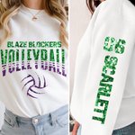 Gepersonaliseerd Multicolor Faux Glitter Volleybal T-shirt Sweatshirt Hoodie met Tekst Verjaardag Team Gift voor Sportliefhebber
