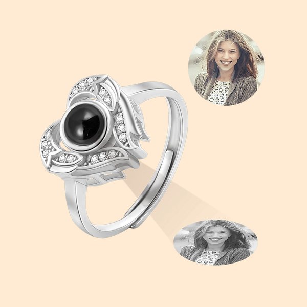 Personalisiertes Herz geformt Engel Flügel Foto Projektion 100 Sprachen Ich liebe dich Sterling Silber Ring Armband Muttertag Geschenk für sie