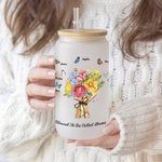 Personalised Butterfly Carnation Bouquet 20oz Frosted Can Glass Cup with Name Mother's Day Birthday Gift for Mom Grandma