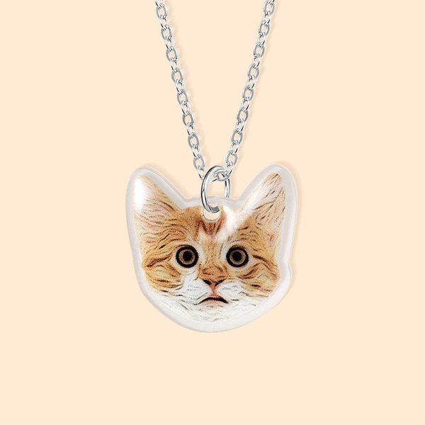 Collier Boucles d'Oreillers Porte-clés Personnalisé avec Photo Animal Breloque Acrylique Cadeau Anniversaire pour Propriétaire d'Animal de Compagnie