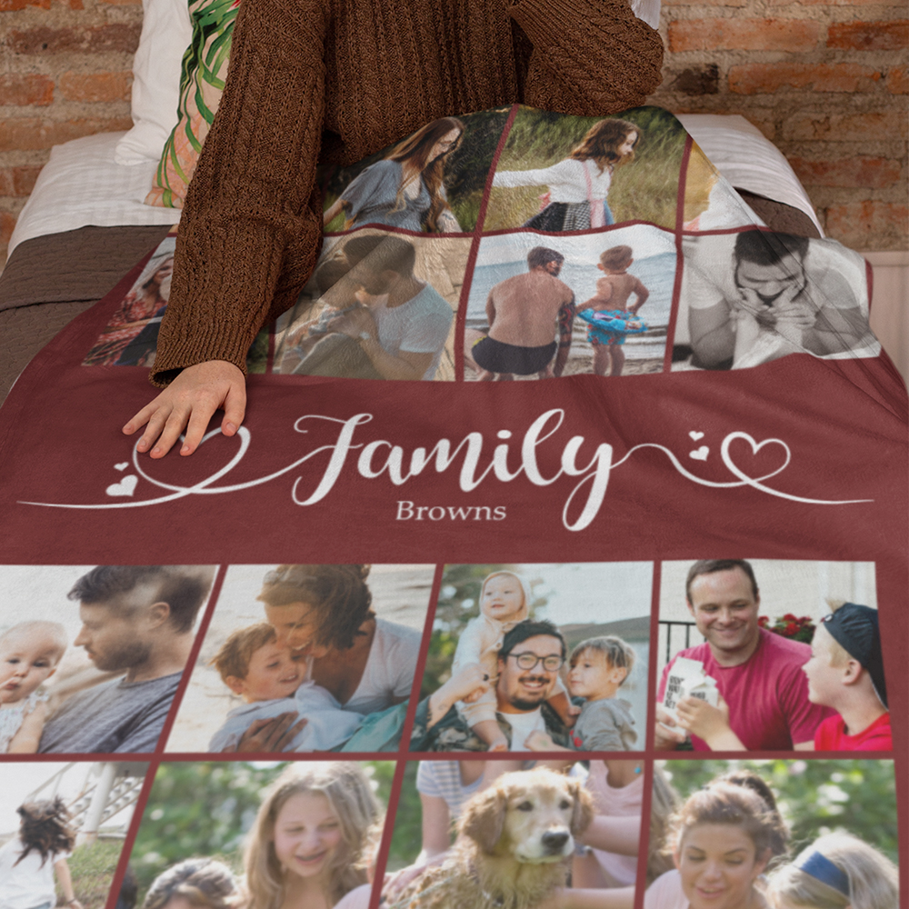 Personalizada Multicolor 16 Fotos Collage Suave Familia Manta con Nombre Cumpleaños Navidad Decoración del Hogar Regalo para la Familia