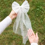 Personalized Pearl White Bride Bow Clip Veil Headdress Hen Party Accessories Engagement Wedding Gift for Her