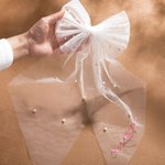 Personalized Pearl White Bride Bow Clip Veil Headdress Hen Party Accessories Engagement Wedding Gift for Her