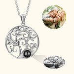 Personalized Family Tree Photo Projection Sterling Silver Necklace with I Love You in 100 Languages Mother's Day Gift for Woman