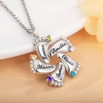 Collier Pied avec Prénom Personnalisé Pendentif avec Pierres de Naissance Cadeau de Fête des Mères Pour Maman