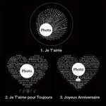 Collier Personnalisé avec Initiale et Projection de Photo Entourée de Je t'aime en 100 Langues Cadeau Anniversaire Fête pour Femme