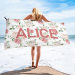 Personalisierte super saugfähige schnell trocknende Blume Strandtuch mit Namen verfügbar Urlaub Party Geburtstag Geschenk für Sie