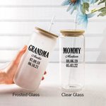 Tasse en verre personnalisée Multicolore Nom Date 20oz avec couvercle et paille Anniversaire Fête des Mères Cadeau pour Mère Grand-mère