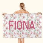 Personalisierte super saugfähige schnell trocknende Blume Strandtuch mit Namen verfügbar Urlaub Party Geburtstag Geschenk für Sie